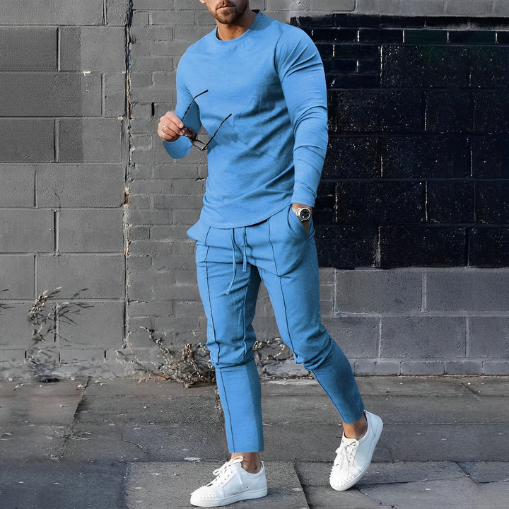 Herren Trainingsanzug Set - Sportbekleidung für Fitness-Blau-S-Luzern Mode