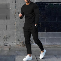 Herren Trainingsanzug Set - Sportbekleidung für Fitness-Schwarz-S-Luzern Mode