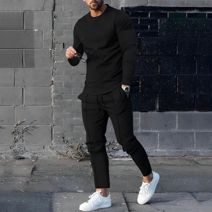 Herren Trainingsanzug Set - Sportbekleidung für Fitness-Schwarz-S-Luzern Mode