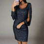 Elegantes Damenkleid mit Pailletten und V-Ausschnitt-Schwarz-S-Luzern Mode