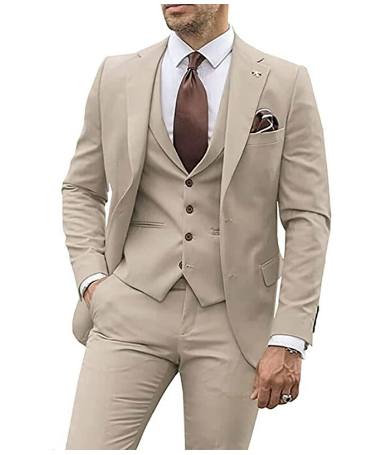 Herren Anzug Set Slim Fit Business Hochzeit Anzugmode-Beige-XS-Luzern Mode