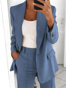 Einfarbiger Damenanzug | Regular Fit | 2-teilig | Blazer | Hose | Baumwollmischung-Luzern Mode