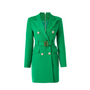 Damen Blazer Kleid mit Gürtel und Knopfdetails-Grün-S-Luzern Mode