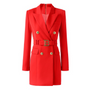 Damen Blazer Kleid mit Gürtel und Knopfdetails-Rot-S-Luzern Mode