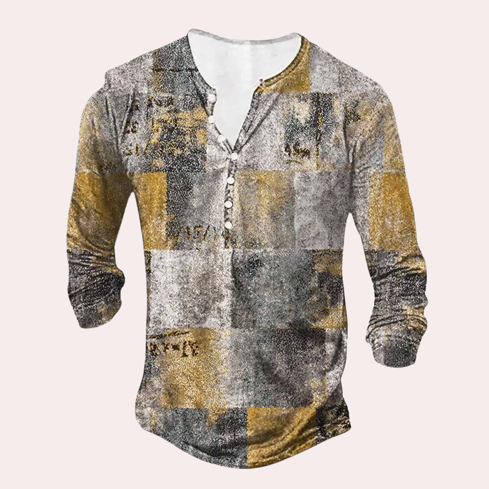 Herren Sweatshirt | Mehrfarbig | Knöpfe | Locker | Patches-Crème-S-Luzern Mode