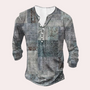 Herren Sweatshirt | Mehrfarbig | Knöpfe | Locker | Patches-Grau-S-Luzern Mode