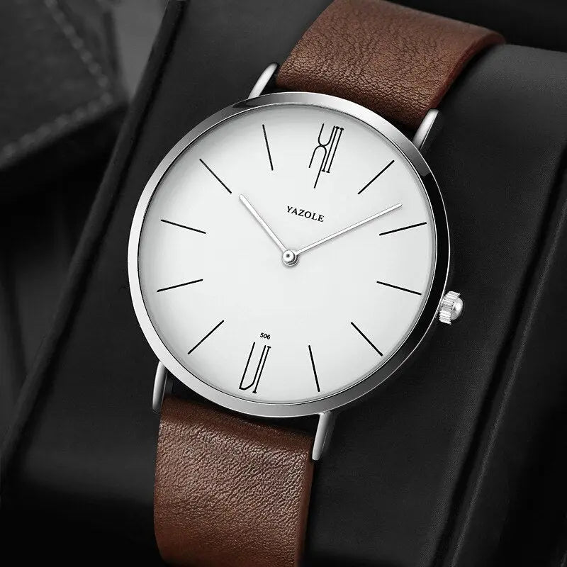 Herren Armbanduhr | Formell | Stilvoll | Luxuriös | Leder | Langlebig | Vielseitig | Rund-Braun/Weiß-Luzern Mode