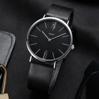 Herren Armbanduhr | Formell | Stilvoll | Luxuriös | Leder | Langlebig | Vielseitig | Rund-Schwarz-Luzern Mode