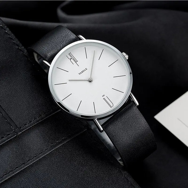 Herren Armbanduhr | Formell | Stilvoll | Luxuriös | Leder | Langlebig | Vielseitig | Rund-Schwarz/Weiß-Luzern Mode
