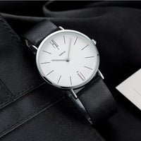 Herren Armbanduhr | Formell | Stilvoll | Luxuriös | Leder | Langlebig | Vielseitig | Rund-Schwarz/Weiß-Luzern Mode
