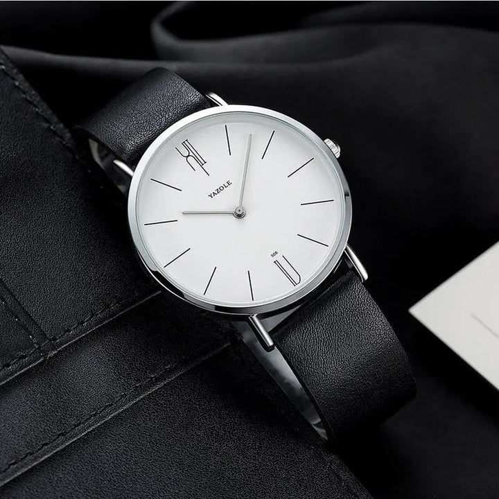 Herren Armbanduhr | Formell | Stilvoll | Luxuriös | Leder | Langlebig | Vielseitig | Rund-Schwarz/Weiß-Luzern Mode