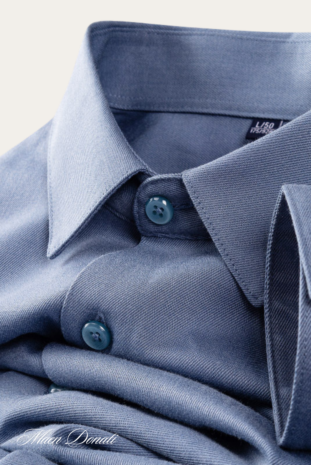 Herrenhemd | Schafwolle | Knöpfe | Kragen | Einfarbig | Lange Ärmel-Blau-Luzern Mode