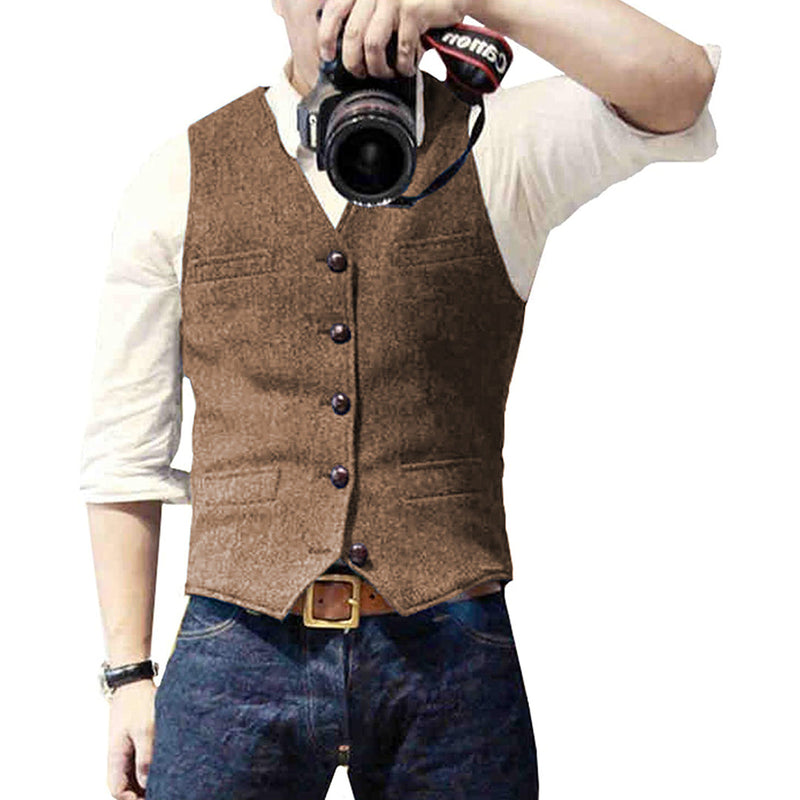 Herren Weste Anzugmode - Elegante Freizeitweste Online-Braun-S-Luzern Mode
