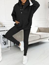Damen Bekleidungsset | 2-teilig | Unifarben | Hose | Lange Ärmel | Casual-Luzern Mode