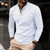 Herren Langarmhemd mit Stehkragen - Elegantes Design-Weiß-S-Luzern Mode