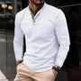 Herren Langarmhemd mit Stehkragen - Elegantes Design-Weiß-S-Luzern Mode