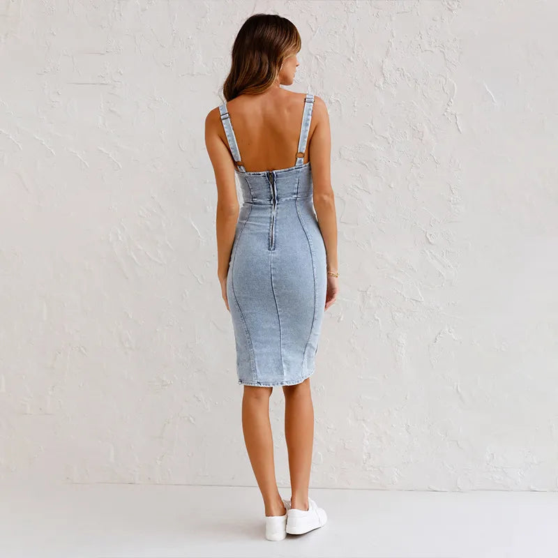 Stilvolles Midikleid Damen | Sommerkleid mit Schlitz | Figurbetont & bequem-Luzern Mode