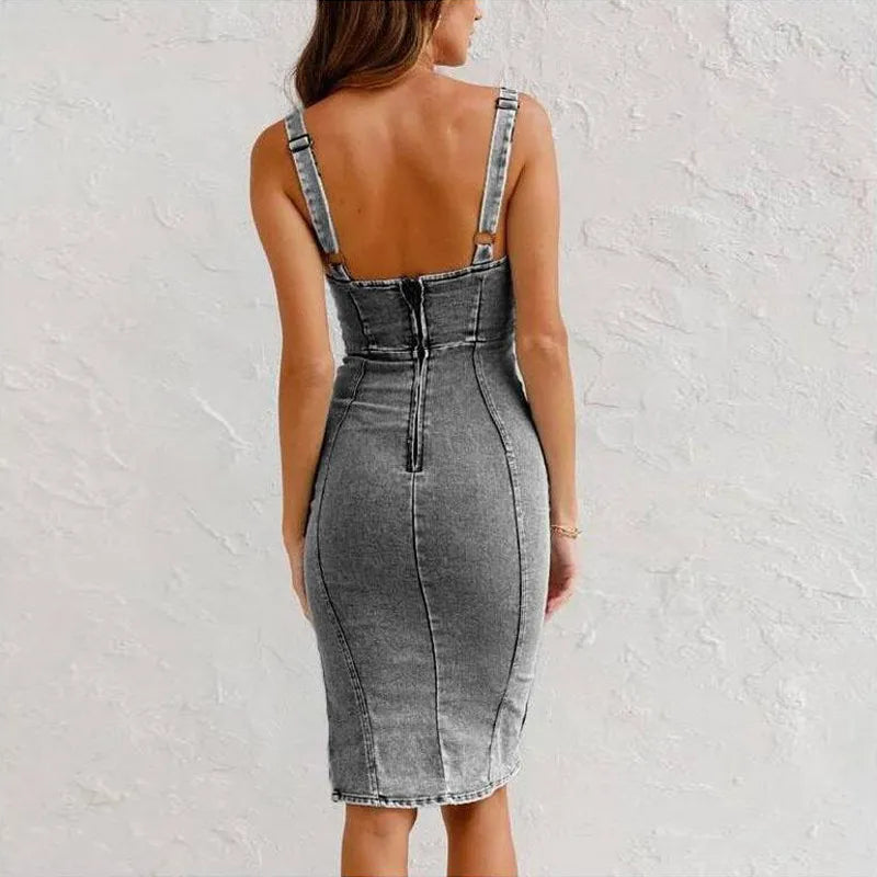 Stilvolles Midikleid Damen | Sommerkleid mit Schlitz | Figurbetont & bequem-Luzern Mode