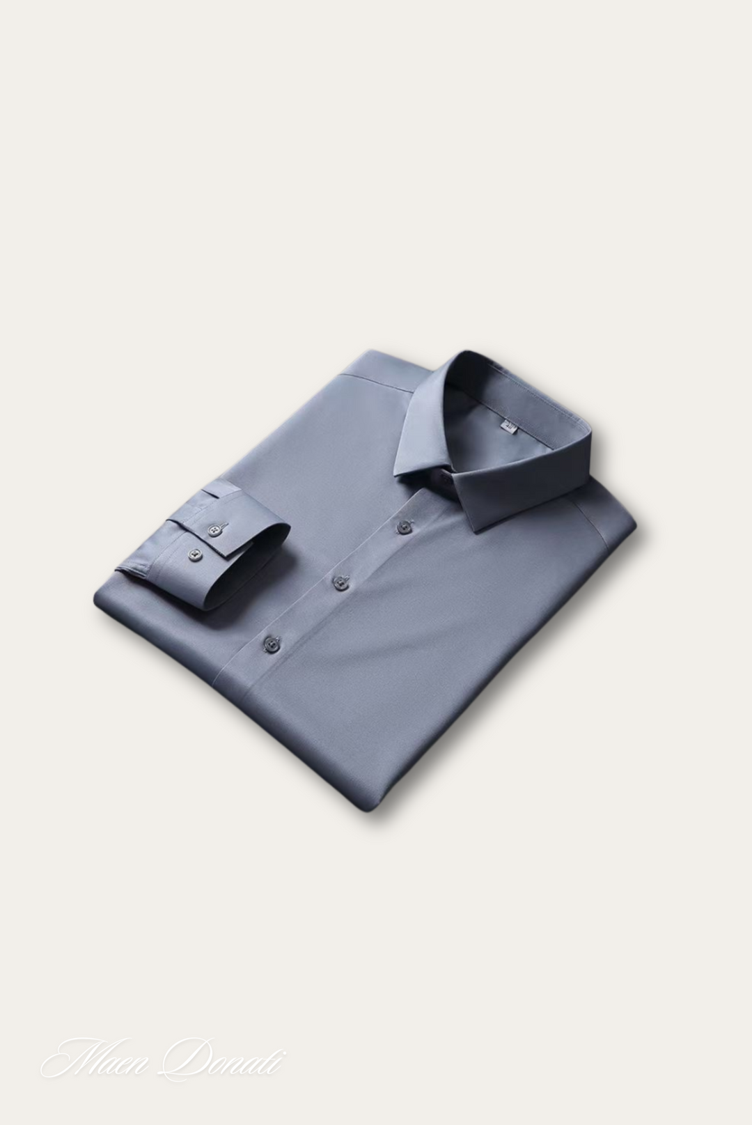 Satin Herrenhemd | Glänzend | Knöpfe | Kragen | Einfarbig-Grau-Luzern Mode