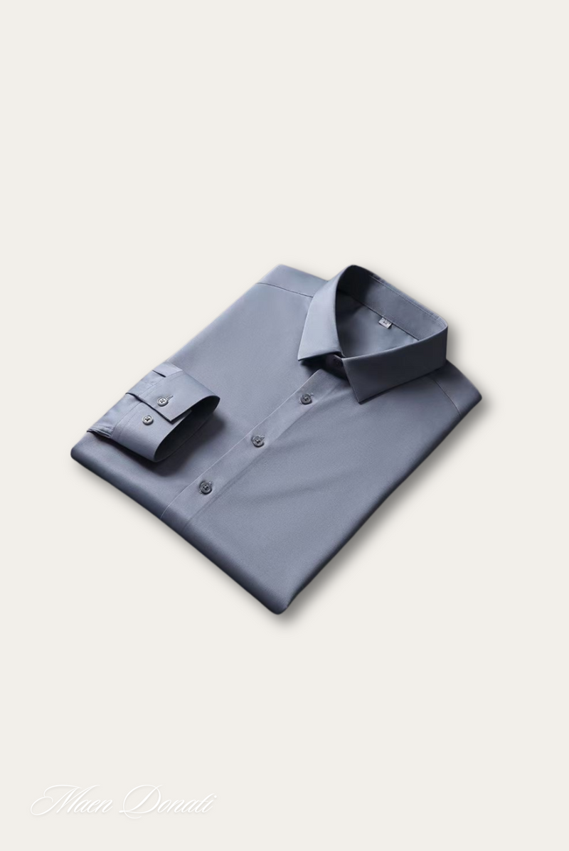 Satin Herrenhemd | Glänzend | Knöpfe | Kragen | Einfarbig-Grau-Luzern Mode