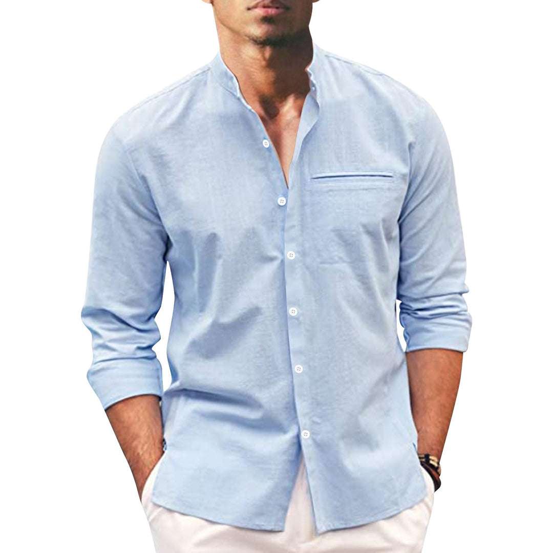 Sommerhemd Übergröße Herren | Leinen Look | Atmungsaktiv | Lockerer Schnitt-Blau-M-Luzern Mode