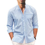 Sommerhemd Übergröße Herren | Leinen Look | Atmungsaktiv | Lockerer Schnitt-Blau-M-Luzern Mode