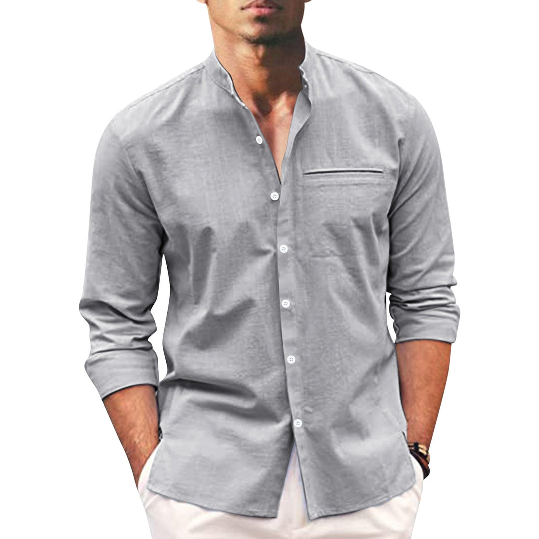 Sommerhemd Übergröße Herren | Leinen Look | Atmungsaktiv | Lockerer Schnitt-Grau-M-Luzern Mode