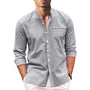 Sommerhemd Übergröße Herren | Leinen Look | Atmungsaktiv | Lockerer Schnitt-Grau-M-Luzern Mode