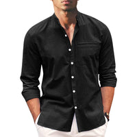 Sommerhemd Übergröße Herren | Leinen Look | Atmungsaktiv | Lockerer Schnitt-Schwarz-M-Luzern Mode