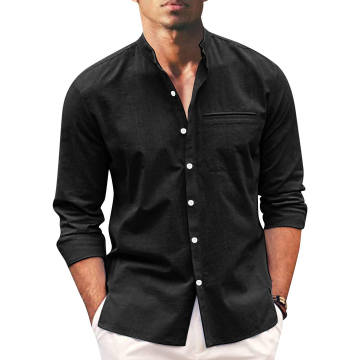 Sommerhemd Übergröße Herren | Leinen Look | Atmungsaktiv | Lockerer Schnitt-Schwarz-M-Luzern Mode