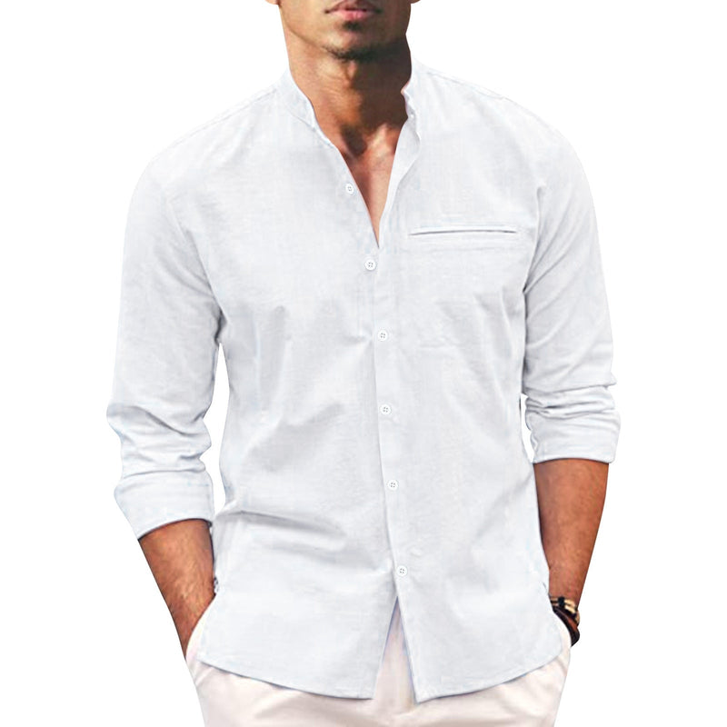 Sommerhemd Übergröße Herren | Leinen Look | Atmungsaktiv | Lockerer Schnitt-Weiß-M-Luzern Mode