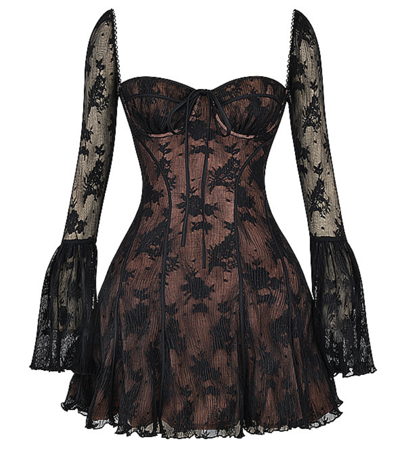 Sommerkleid Damen A-Linie | Spitze & Rückenfrei | Elegant & Modern Look-Schwarz-S-Luzern Mode