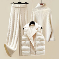 Damen Strickhose mit Zopfmuster - Bequeme Freizeithose-Komplettes Set-S-Luzern Mode