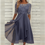Elegantes Spitzenkleid mit Halbarm für besondere Anlässe-Grau-S-Luzern Mode