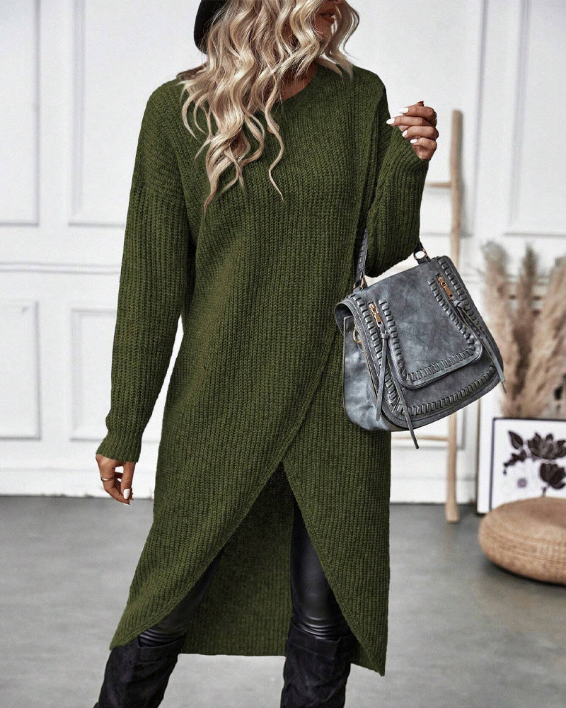 Damen Strickkleid Langarm Wintermode Bequemes Design-Luzern Mode