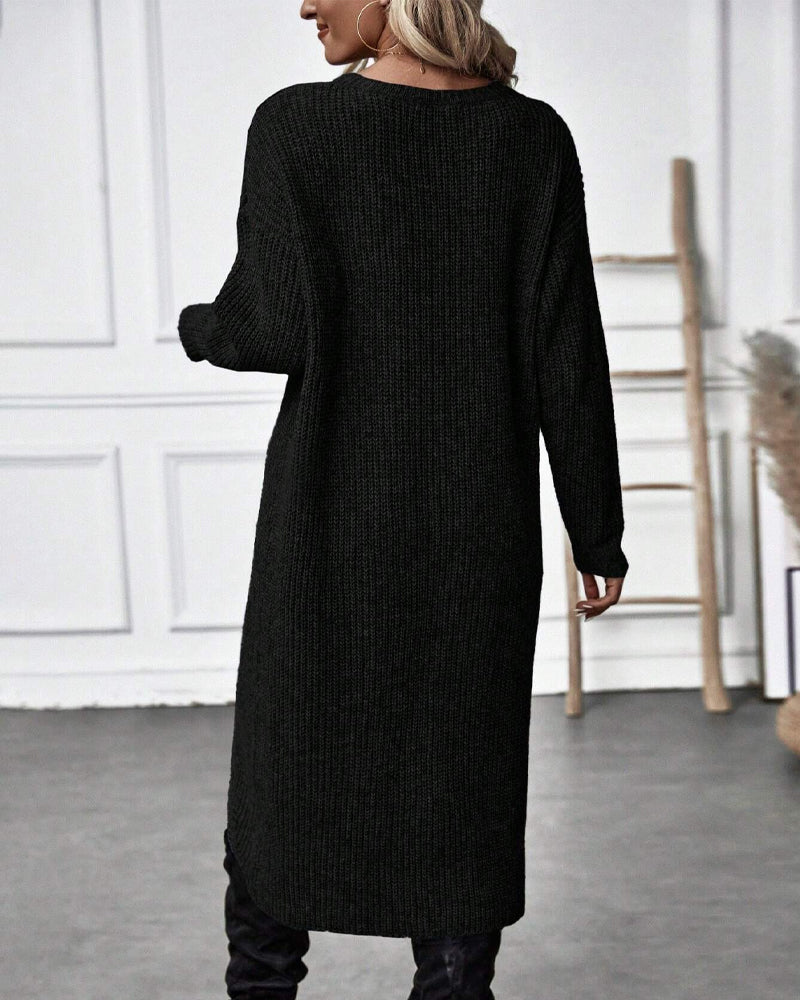 Damen Strickkleid Langarm Wintermode Bequemes Design-Luzern Mode