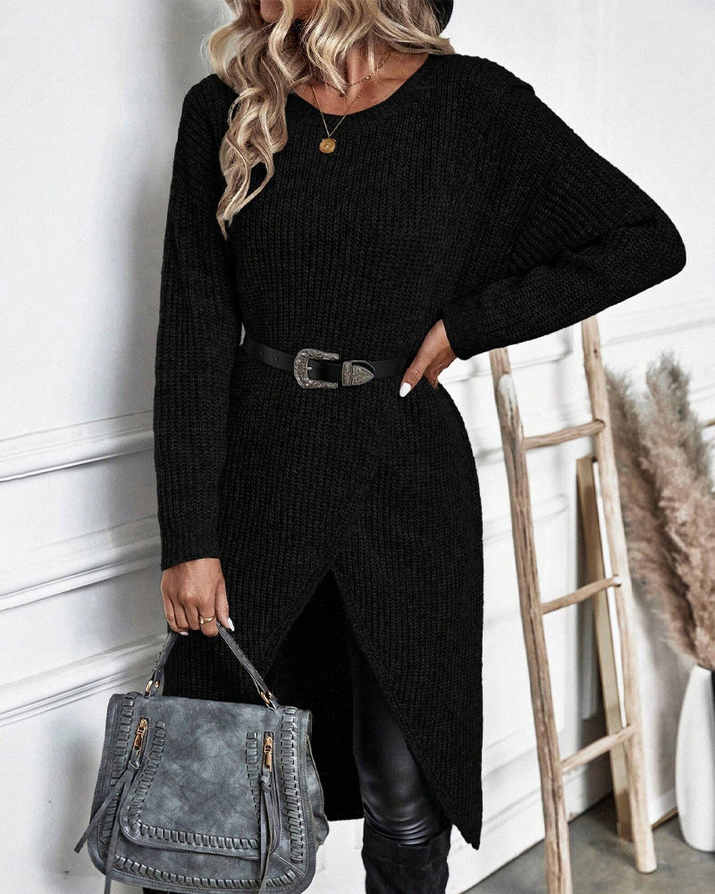 Damen Strickkleid Langarm Wintermode Bequemes Design-Luzern Mode