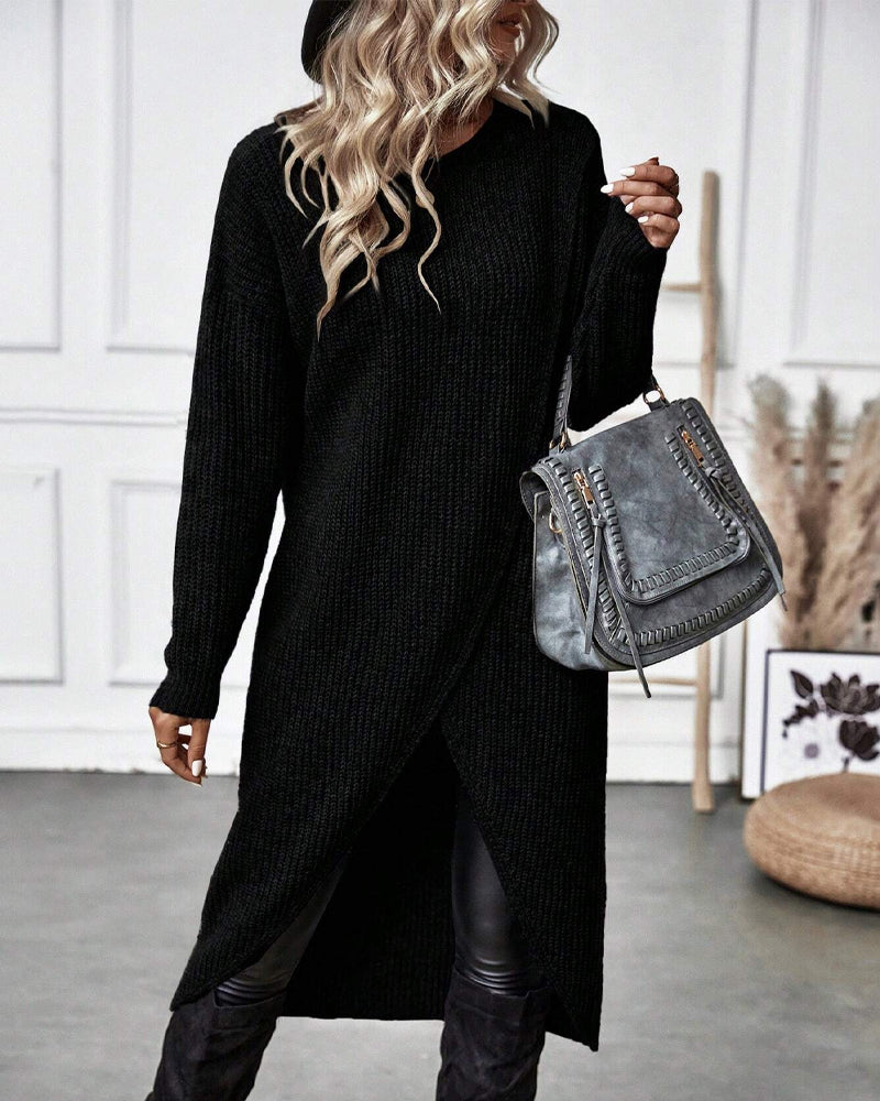 Damen Strickkleid Langarm Wintermode Bequemes Design-Luzern Mode