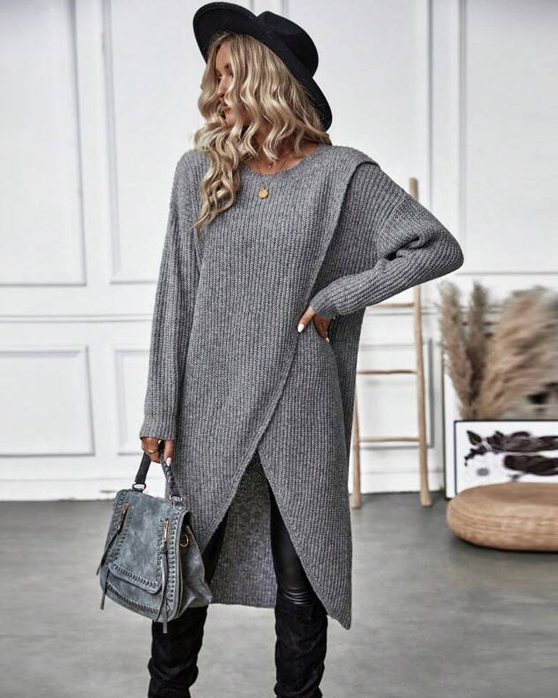 Damen Strickkleid Langarm Wintermode Bequemes Design-Luzern Mode