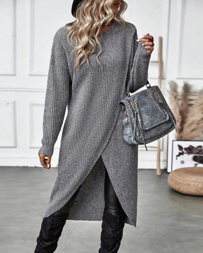 Damen Strickkleid Langarm Wintermode Bequemes Design-Luzern Mode