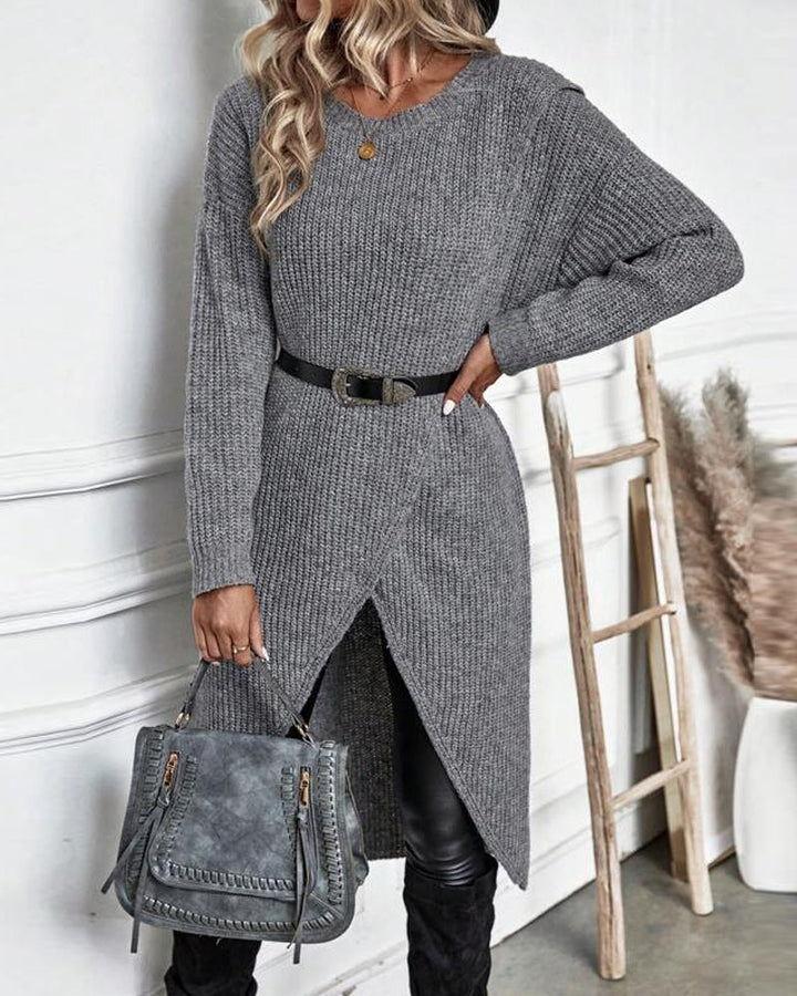 Damen Strickkleid Langarm Wintermode Bequemes Design-Luzern Mode