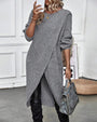 Damen Strickkleid Langarm Wintermode Bequemes Design-Grau-S-Luzern Mode