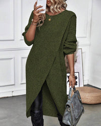 Damen Strickkleid Langarm Wintermode Bequemes Design-Grün-S-Luzern Mode