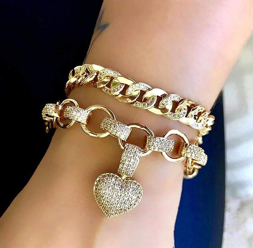 Damen Schmuckset | Halskette Armband Zirkonia Herz Stilvoll Langlebig-Luzern Mode