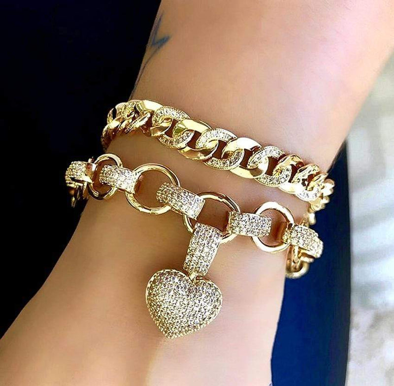 Damen Schmuckset | Halskette Armband Zirkonia Herz Stilvoll Langlebig-Luzern Mode