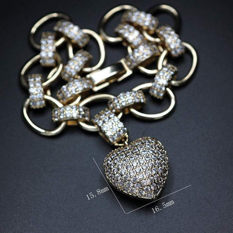 Damen Schmuckset | Halskette Armband Zirkonia Herz Stilvoll Langlebig-Luzern Mode