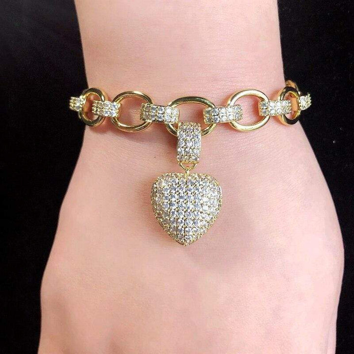 Damen Schmuckset | Halskette Armband Zirkonia Herz Stilvoll Langlebig-Luzern Mode