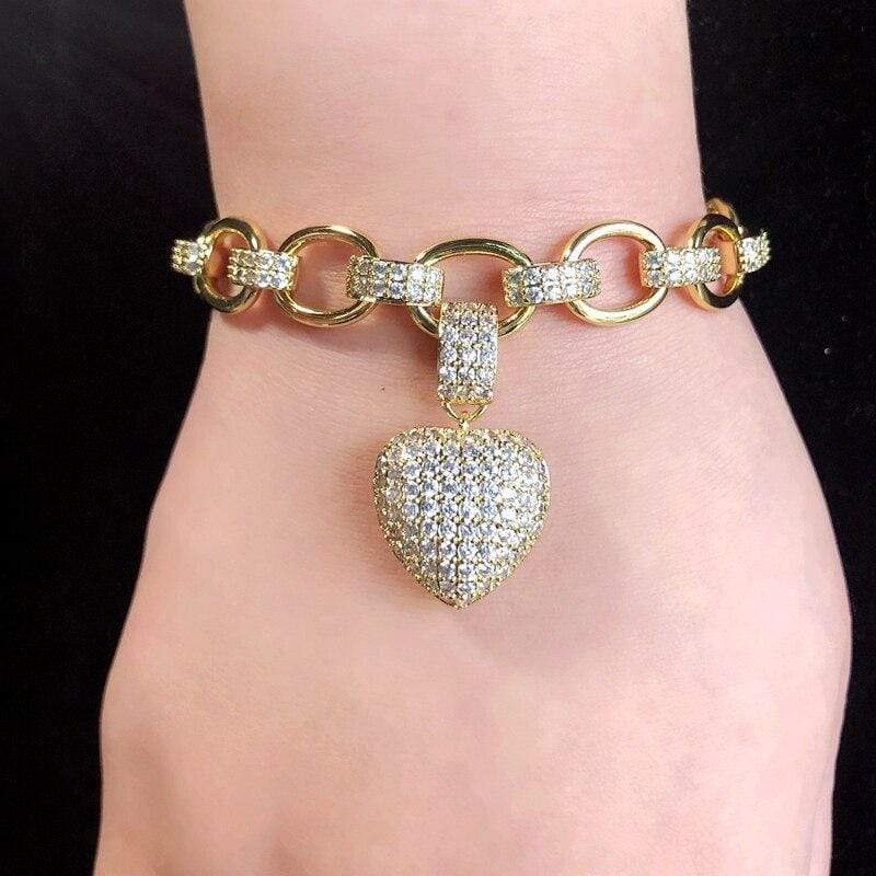 Damen Schmuckset | Halskette Armband Zirkonia Herz Stilvoll Langlebig-Luzern Mode