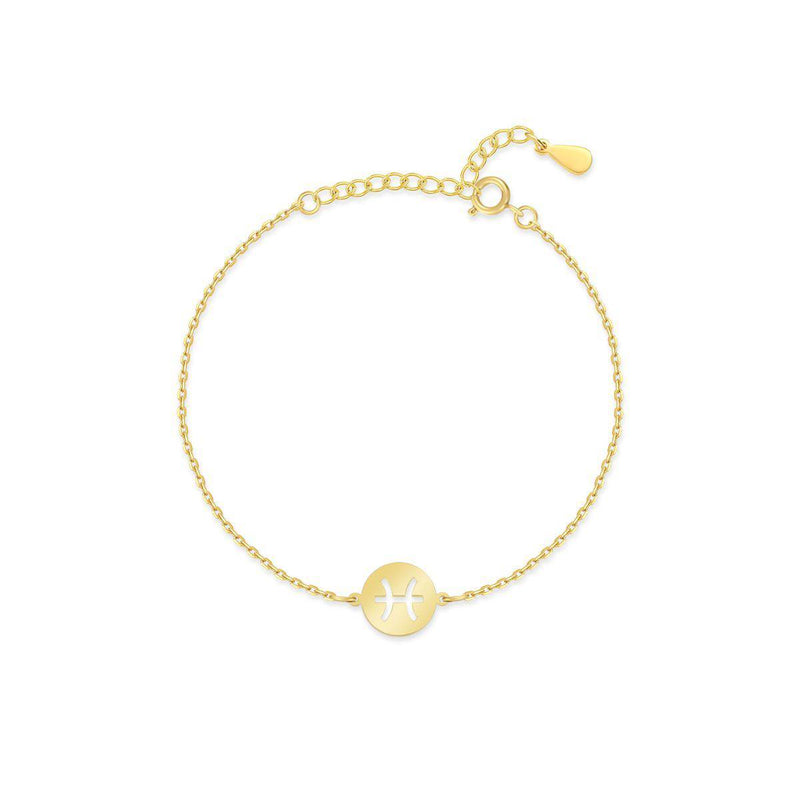 Sternzeichen-Armband | Sterlingsilber Gold Anhänger Verstellbar Stilvoll-Gold-Fische-Luzern Mode