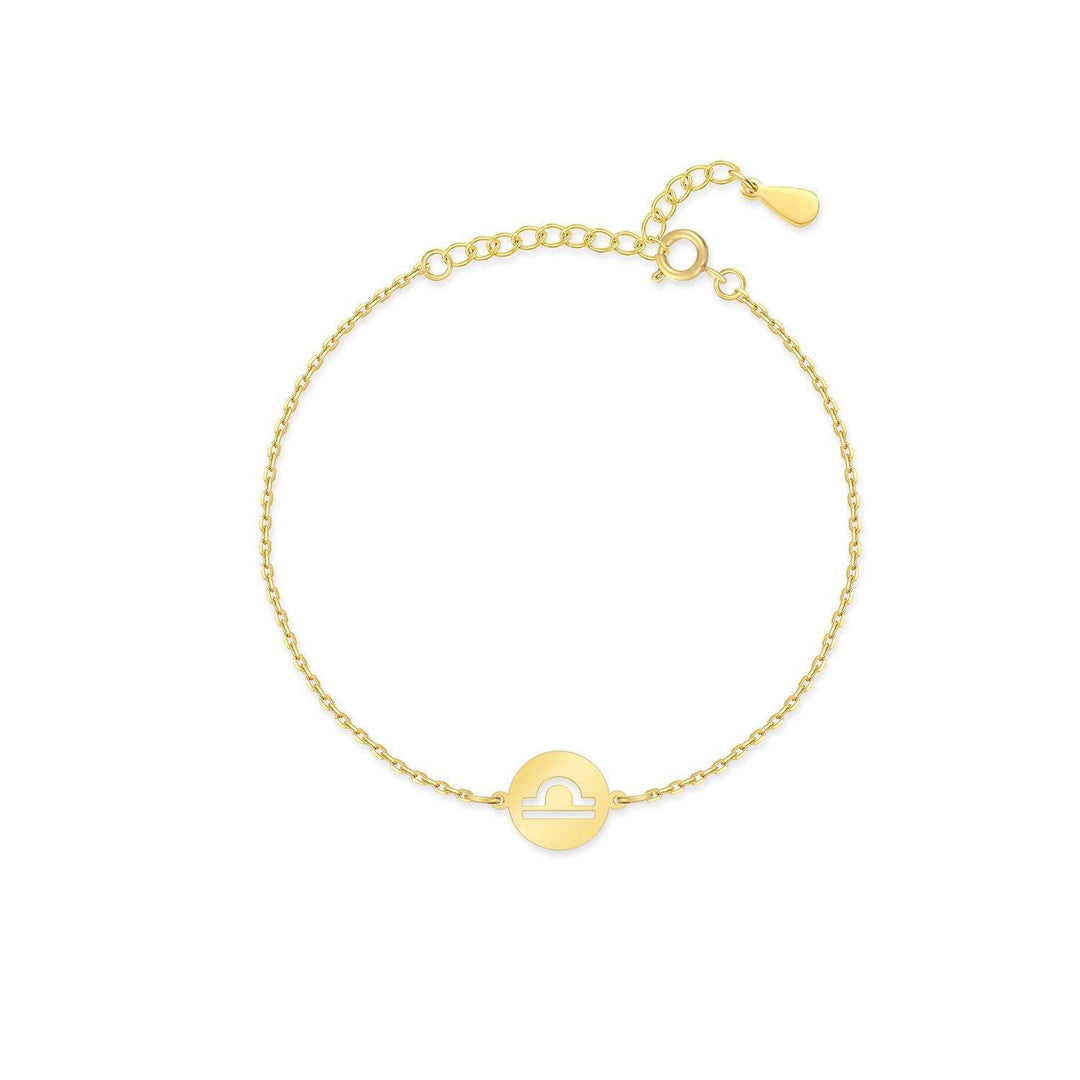 Sternzeichen-Armband | Sterlingsilber Gold Anhänger Verstellbar Stilvoll-Gold-Waage-Luzern Mode